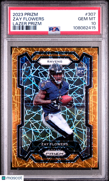 2023 Panini Prizm Zay Flowers #307 Lazer Rookie PSA 10