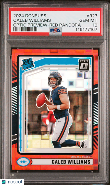 2024 Panini Donruss Caleb Williams #327 Optic Preview Red Pandora PSA 10