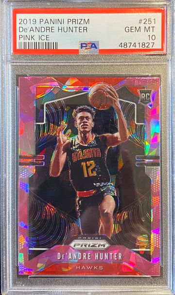 2019-20 Panini Prizm Pink Ice #251 De'Andre Hunter RC PSA 10 Gem Mint (Pop 21) 
