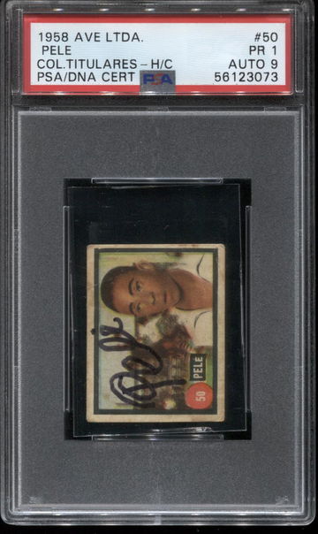 1958 Ave Ltda Colecao Titulares #50 Pele RC Auto PSA 1 DNA 9 