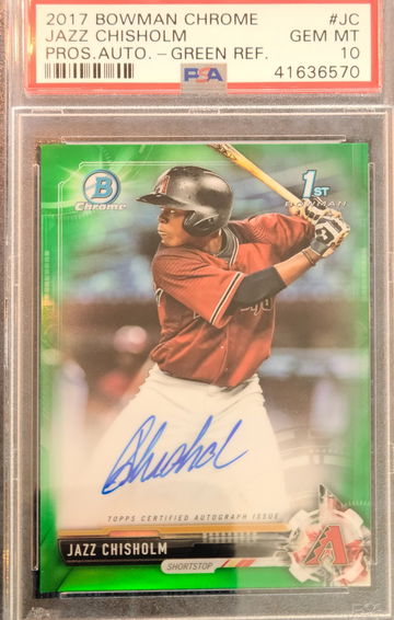 2017 Jazz Chisholm Bowman Chrome Green Refractor 88/99 PSA 10