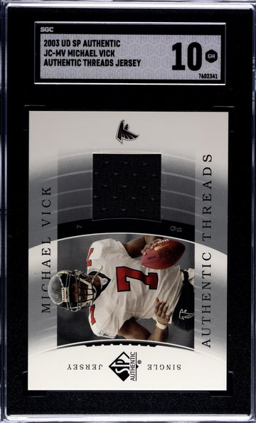 2003 UD SP AUTHENTIC Threads Jersey MICHAEL VICK SGC 10