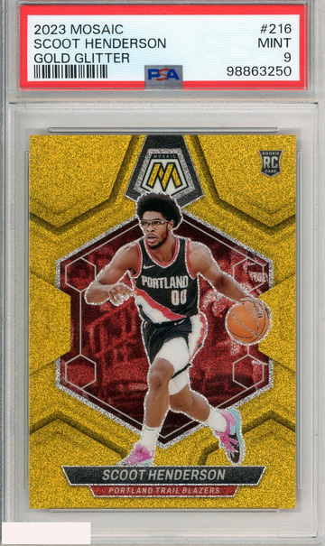 2023 PANINI MOSAIC SCOOT HENDERSON #216 GOLD GLITTER PSA 9 MINT 1 OF 5 RC