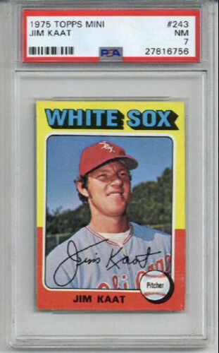 1975 TOPPS MINI #243 JIM KAAT BASEBALL CARD CHICAGO WHITE SOX PSA 7 LOW POP RARE