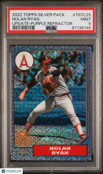 2022 Topps Silver Pack 1987 Chrome Promo Nolan Ryan #T87C25 Update Purple Refractor PSA 9