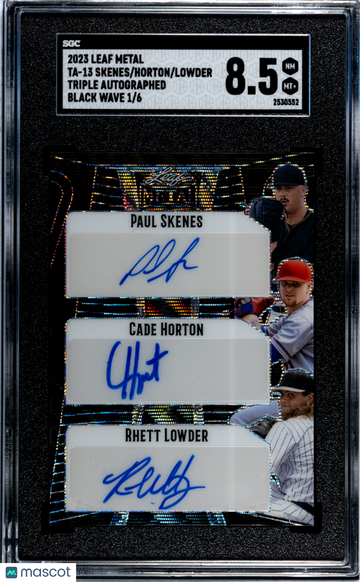 2023 Leaf Metal Horton Skenes Lowder #TA-13 Triple Autograph Black Wave SGC 8.5