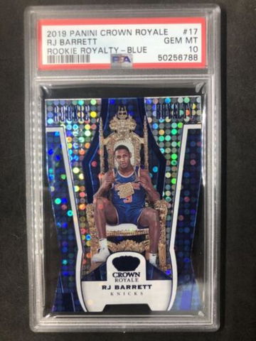 RJ BARRETT 2019-20 Panini Crown Royale #17 Rookie Blue Die Cut #/75  PSA 10