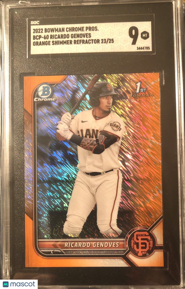 Ricardo Genoves 2022 Bowman Chrome Orange Shimmer Refractor 23/25 SGC 9 Giants