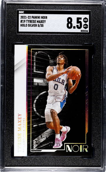 2021-22 Panini Noir #19 Tyrese Maxey Holo Silver /35 SGC 8.5