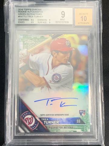 2016 Topps Chrome Trea Turner RC Green Auto /99 BGS 9