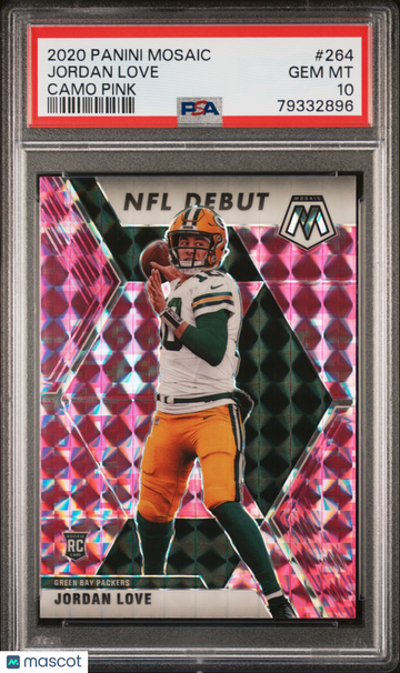 2020 Panini Mosaic Jordan Love #264 Camo Pink Rookie PSA 10