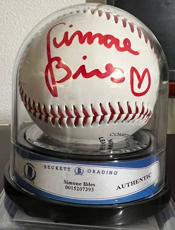 BGS BAS Authentic Signed Baseball Gymnastics 🐐 Simone Biles red ink