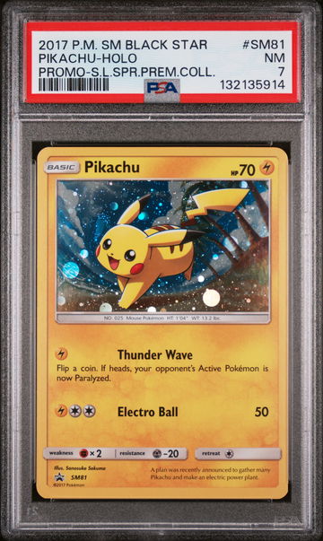 2016 Pokemon Sun and Moon Black Star Promos Pikachu #SM81 PSA 7