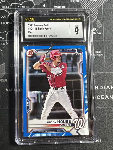 2021 Bowman Draft Brady House Blue Paper /150 CSG 9