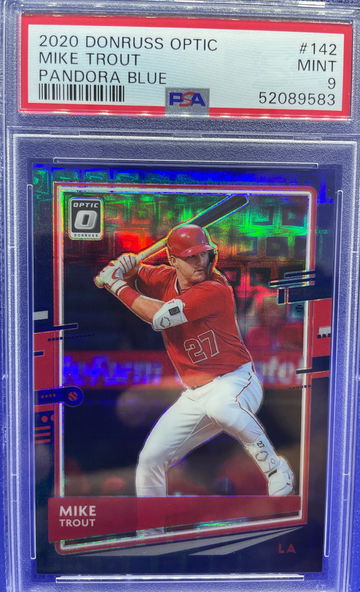 2020 Donruss Optic #142 Mike Trout /99 Pandora Blue PRIZM PSA 9 MINT Pop 7