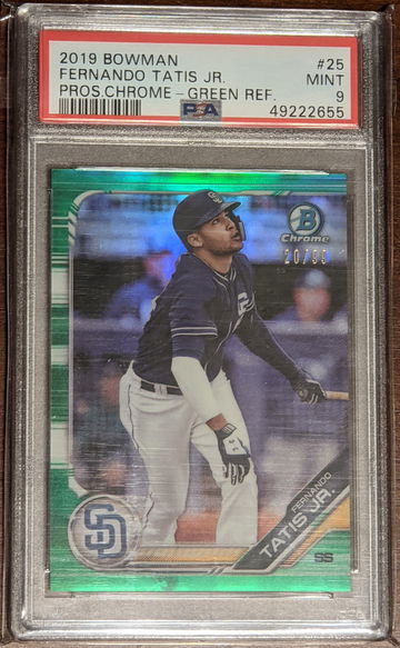 2019 Bowman Chrome Green Refractor Fernando Tatis Jr. PSA 9 20/99