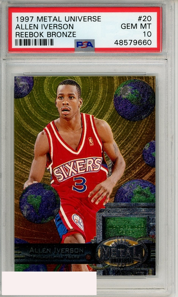 1997 METAL UNIVERSE ALLEN IVERSON #20 REEBOK BRONZE PSA 10 GEM MT