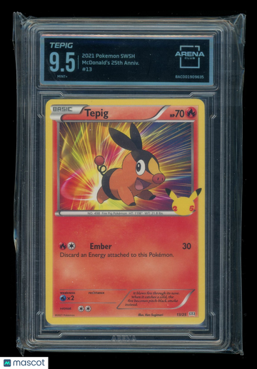 2021 Pokemon SWSH McDonald's 25th Anniv. Tepig Arena Club 9.5 #13/25