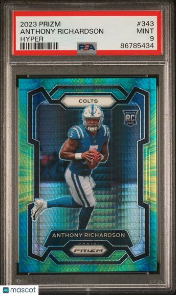 Anthony Richardson 2023 Panini Prizm #343 Green Hyper Prizm RC /175 PSA 9