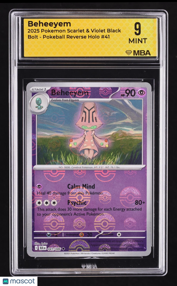 2025 Pokemon Scarlet & Violet Black Bolt Beheeyem Reverse Holo MBA 9 #41