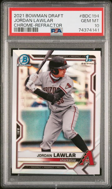 2021 Bowman Draft Jordan Lawlar #BDC194 CHROME-REFRACTOR PSA 10