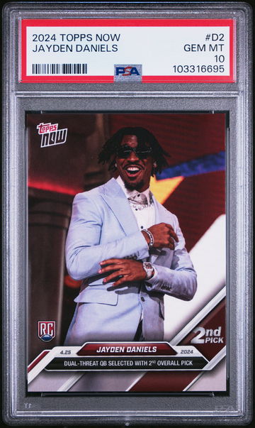 2024 TOPPS NOW DRAFT NIGHT JAYDEN DANIELS #D2 ROTY RC ROOKIE PSA 10