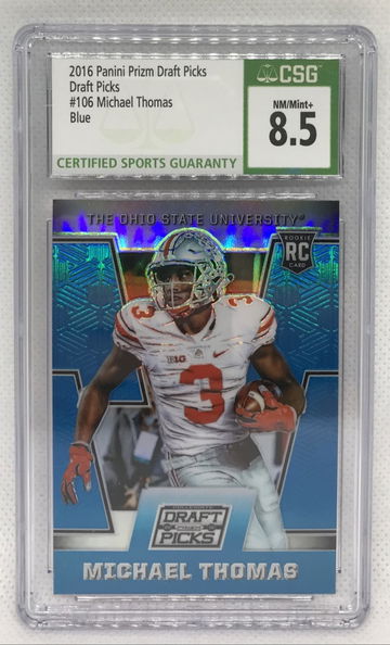 2016 Panini Prizm Draft Picks #106 Michael Thomas Rookie Card Blue Prizm CSG 8.5
