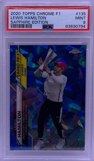 2020 Lewis Hamilton Topps Chrome F1 Sapphire PSA 9 #135 Mint Grand Prix Winner