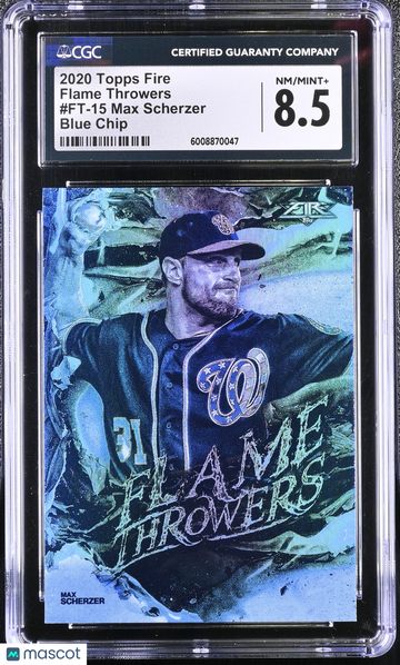 2020 Topps Fire Max Scherzer #FT-15 Blue Chip Flame Throwers CGC 8.5
