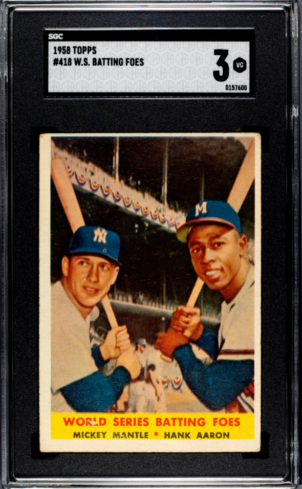 1958 Topps Mickey Mantle & Hank Aaron WS BATTING FOES #418 SGC 3 VG