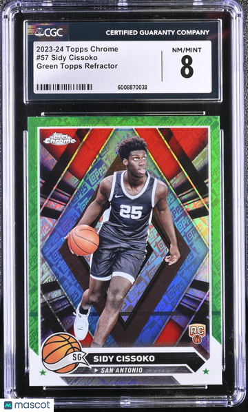 2023-24 Topps Chrome Sidy Cissoko #57 Green Topps Refractor CGC 8