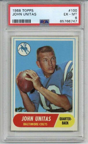 1968 TOPPS #100 JOHNNY UNITAS FOOTBALL CARD BALTIMORE COLTS PSA 6 LOW POP RARE
