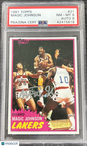 1981 Topps Magic Johnson #21 PSA 8 Auto 8