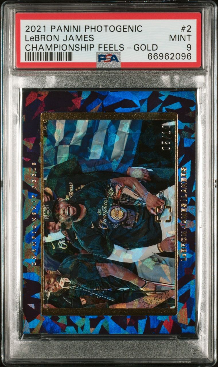2021 Panini Photogenic LeBron James Championship Feels - Gold #/10 - PSA 9