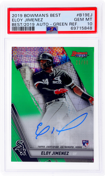 2019 Bowman's Best Eloy Jimenez Green Refractor Auto #B19EJ /99 PSA 10 RC