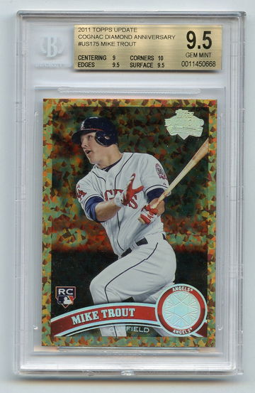 MIKE TROUT 2011 TOPPS UPDATE Rookie #US175 Cognac Diamond Anniversary BGS 9.5