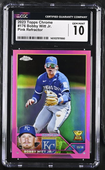 2023 TOPPS BOBBY WITT JR. CHROME PINK REFRACTOR #176 CGC 10 BS.C1.23