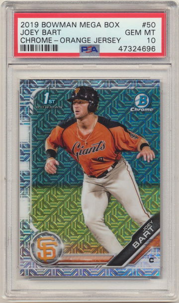 PSA 10 GEM MINT! JOEY BART 2019 BOWMAN CHROME MEGA BOX PROSPECTS ROOKIE CARD #50