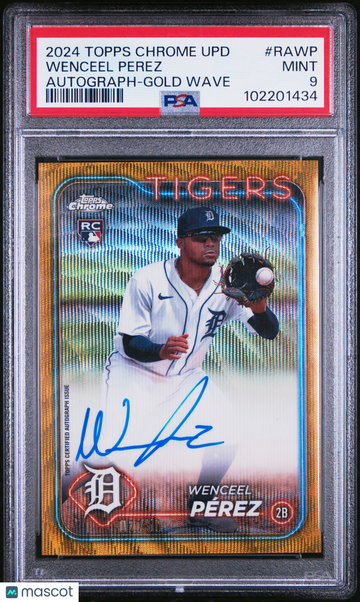 2024 Topps Chrome Update Chrome Baseball Update Series Autographs Wenceel Perez #RAWP Gold Wave PSA 9