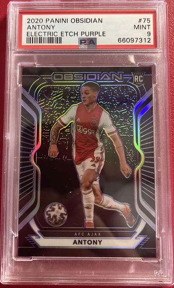 2020 Obsidian Antony Electric purple etch 14/75 Psa 9 rookie card Manchester United 