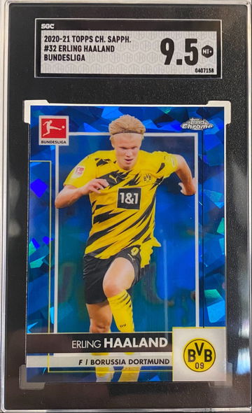 2020-21 Topps Chrome Bundesliga Sapphire ERLING HAALAND SGC 9.5 BVB Dortmund