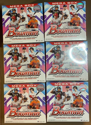 2021 Bowman Baseball Mega Box 6 Lot