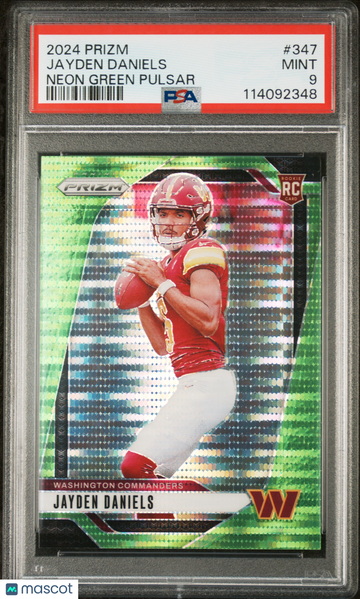 2024 Panini Prizm Jayden Daniels #347 Neon Green Pulsar PSA 9