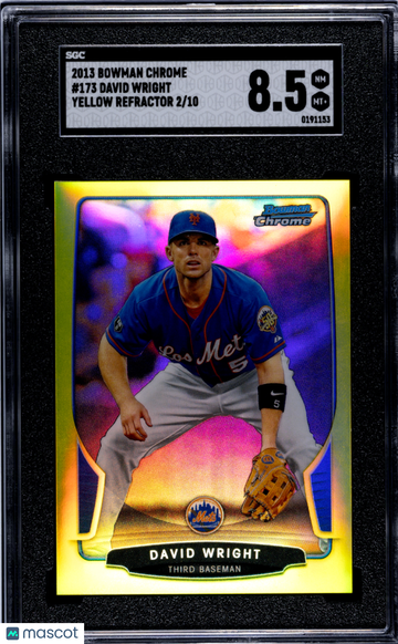 2013 Bowman Chrome David Wright #173 Yellow Refractor SGC 8.5
