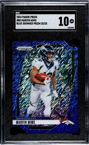 2024 Panini Prizm Blue Shimmer Prizm Marvin Mims #88 /25 SGC 10