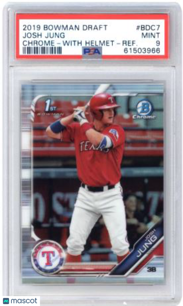 2019 Bowman Draft Josh Jung #BDC7 Chrome With Helmet Refractor PSA 9
