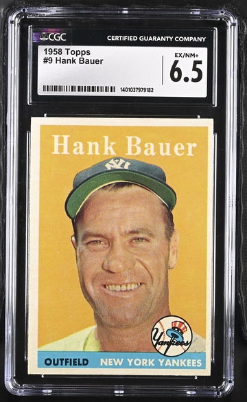1958 TOPPS HANK BAUER #9 CGC 6.5 BS.B1.18