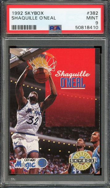 1992 Hoops Skybox Shaquille O'Neal (Shaq) Rookie Card# 382 PSA 9 MINT!
