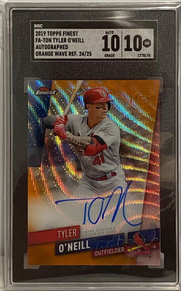 2019 Topps Finest FA-TON Tyler O’Neill Autographed Orange Wave refractor 24/25 SGC Gem Mint 10 10 auto
