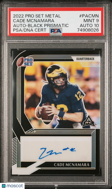 2022 Pro Set Metal Cade McNamara #PA-CMN Black Prismatic PSA 9 Leaf Auto 10